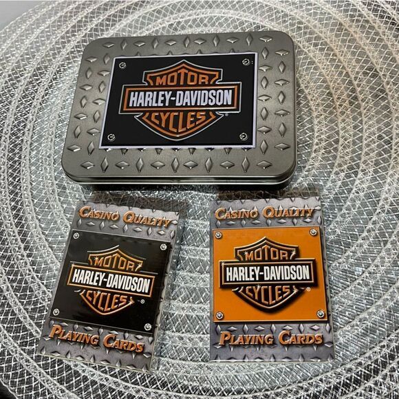 Harley Davidson Limited Edition Playing Cards with Metal Tin NWT - Picture 1 of 5